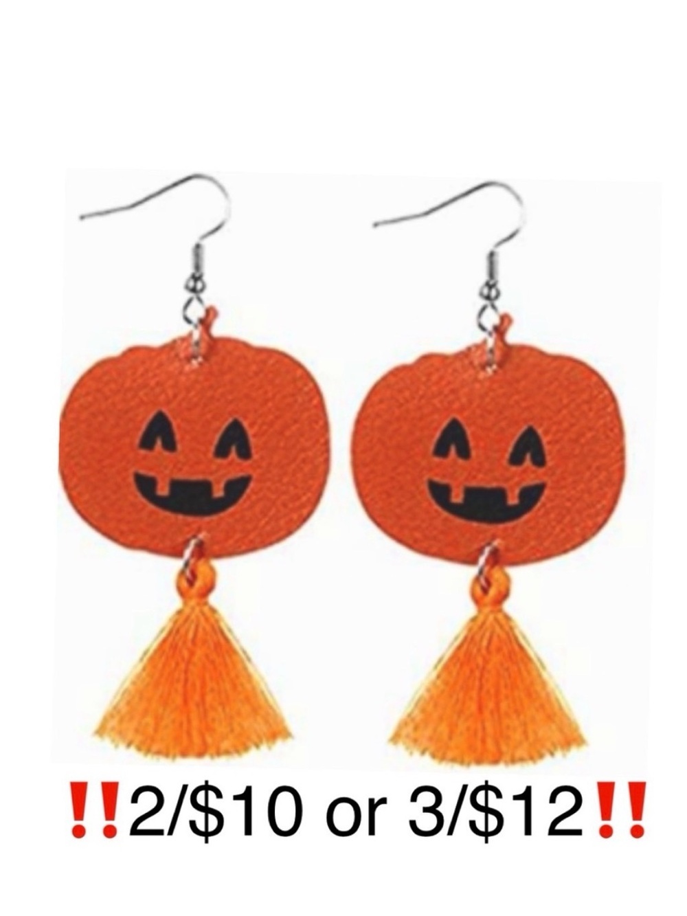 Pumpkin Earrings Dangling Tassel Faux Leather Halloween Jack O Lantern Earrings